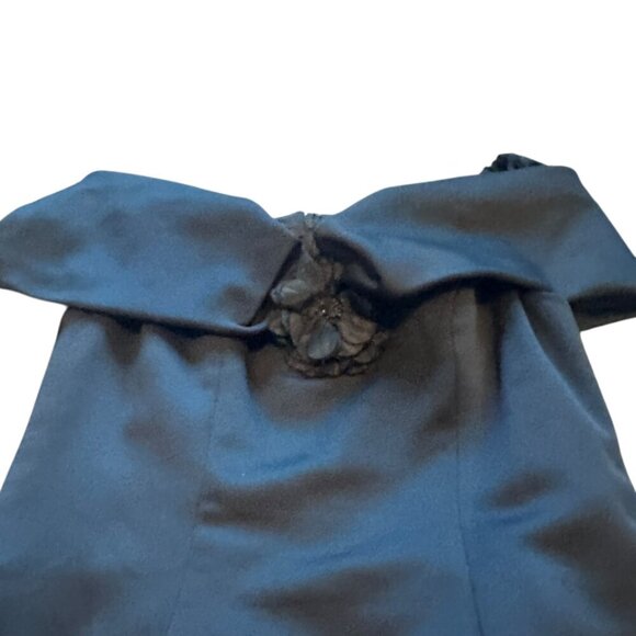 Victor Costa Vintage Black Off-Shoulder Sheath Dress Flower Size 14 Women's - Picture 5 of 16